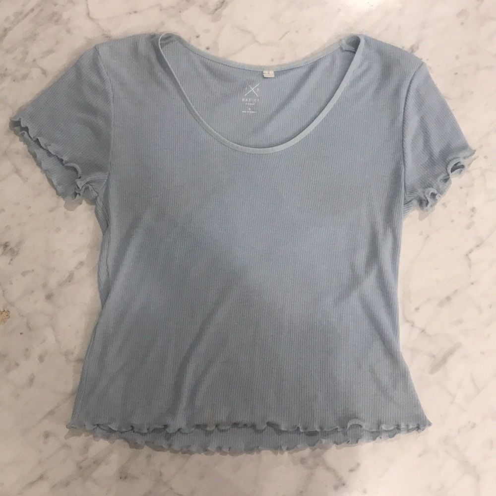 Pacsun Light Blue Ruffled Tee Shirt Size L